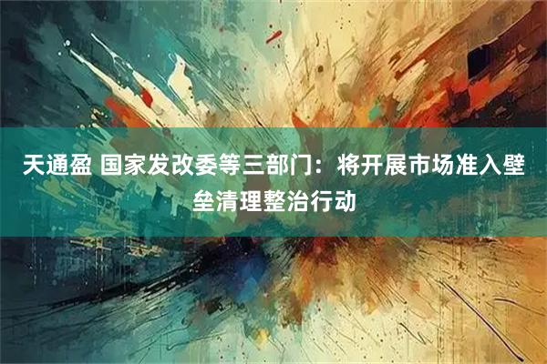 天通盈 国家发改委等三部门：将开展市场准入壁垒清理整治行动